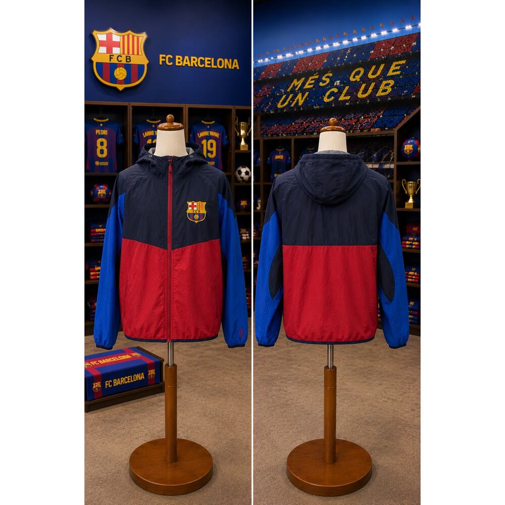 FC Barcelona Hooded Windbreaker Jacket XL FCB 1899 Back Detail